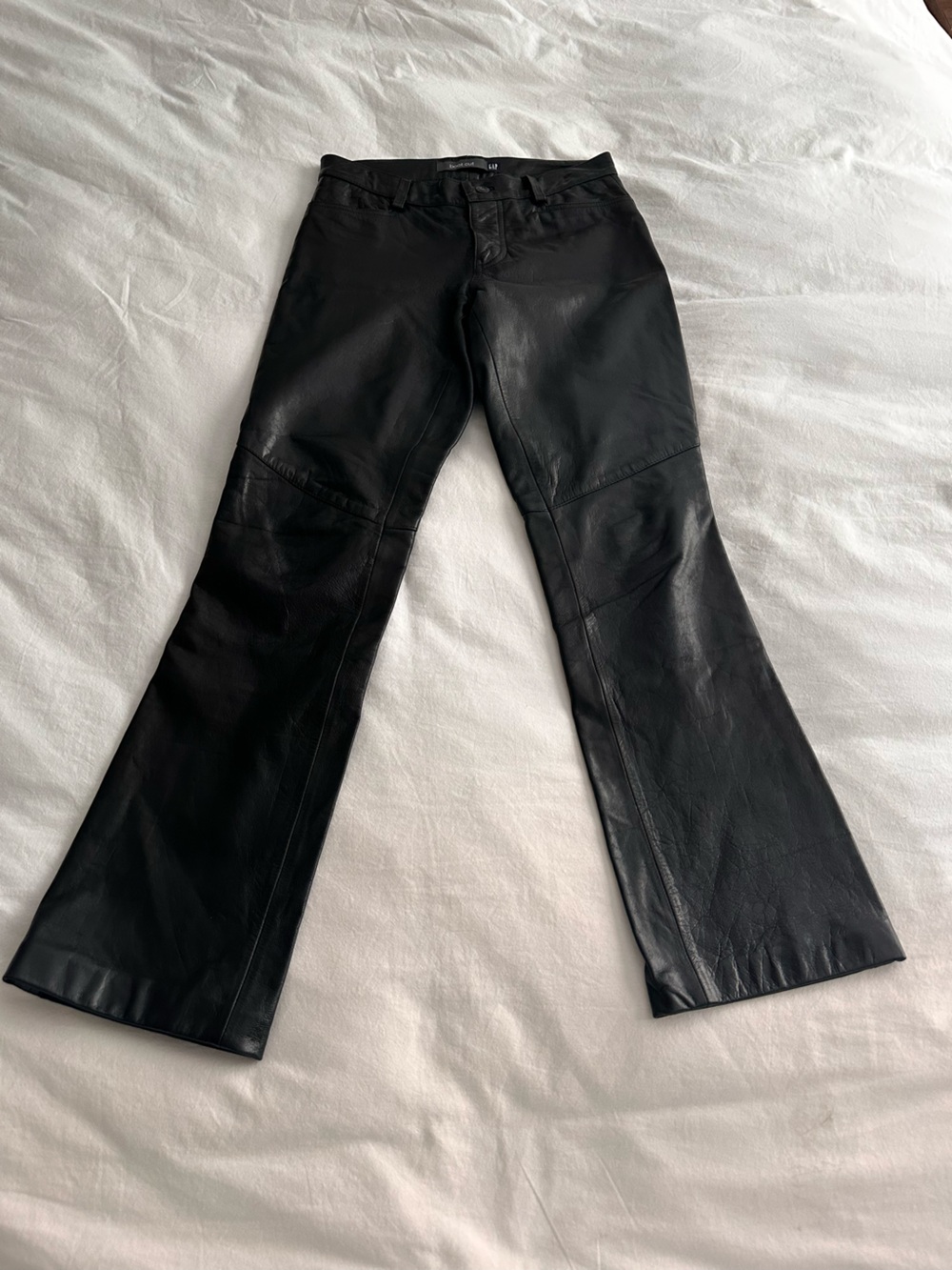 GAP Black Faux Leather Flare Jeans
